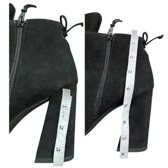 STUART WEITZMAN Lofty Suede Pointed Toe Booties BLOCK BLACK 7.5 Retro Goth - Picture 9 of 10